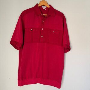 Vintage Mens 80s Banded Polo Shirt Size‎ XL Colorblock Grandpa Core Dad Sweater